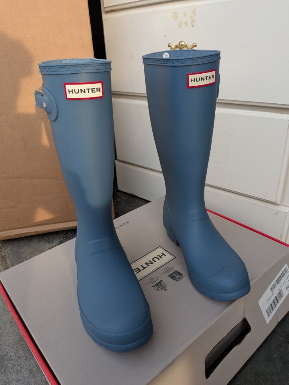 Hunter Original Boots Rain Rubber BORROWED BLUE kids size 5B 6G EU37 UK 4 - Picture 2 of 6